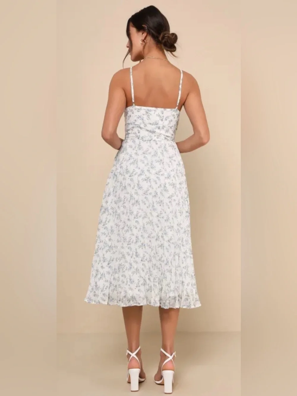 Lulus darling favorite white floral sleeveless pleated midi dress size XXL nwt
